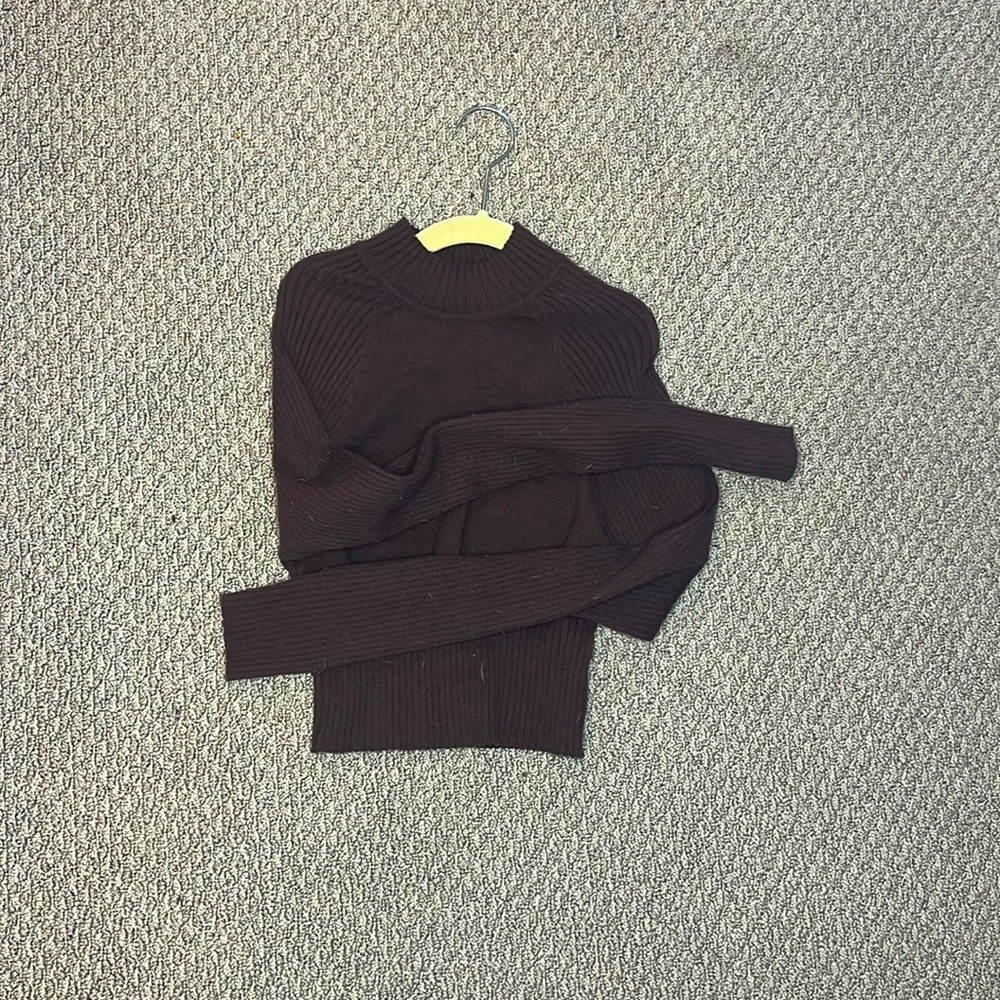 cropped well fitted brown sweater